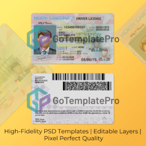 north carolina drivers license template